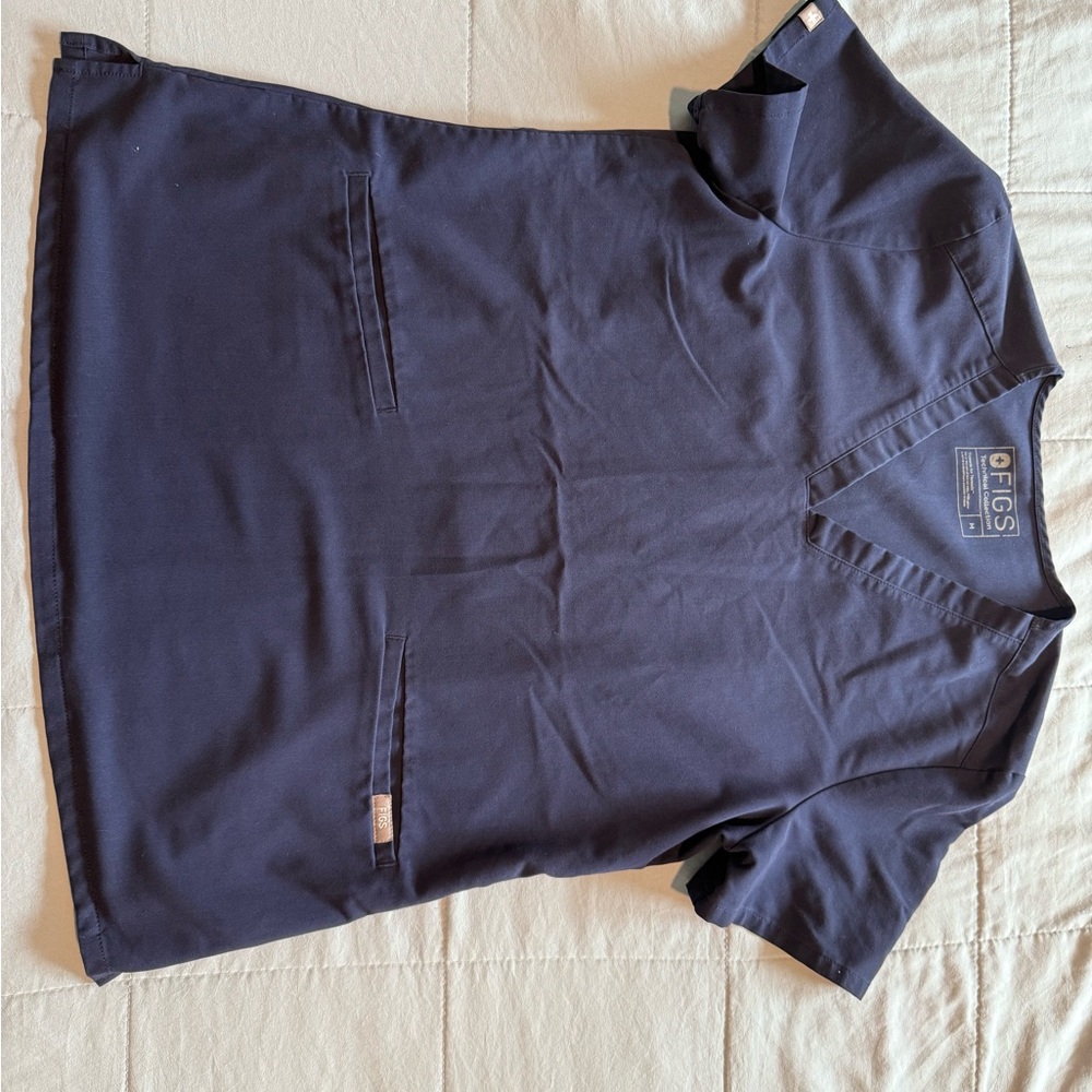 Figs Navy Blue Scrub Top